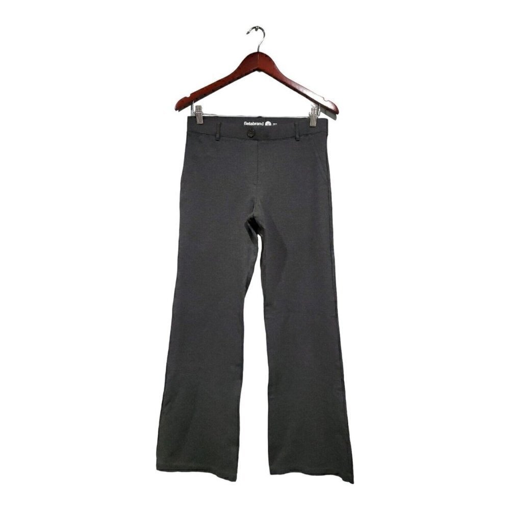 Betabrand Women Charcoal Gray Yoga Dress Pants Wide Leg Rayon Nylon Stretch Sz M